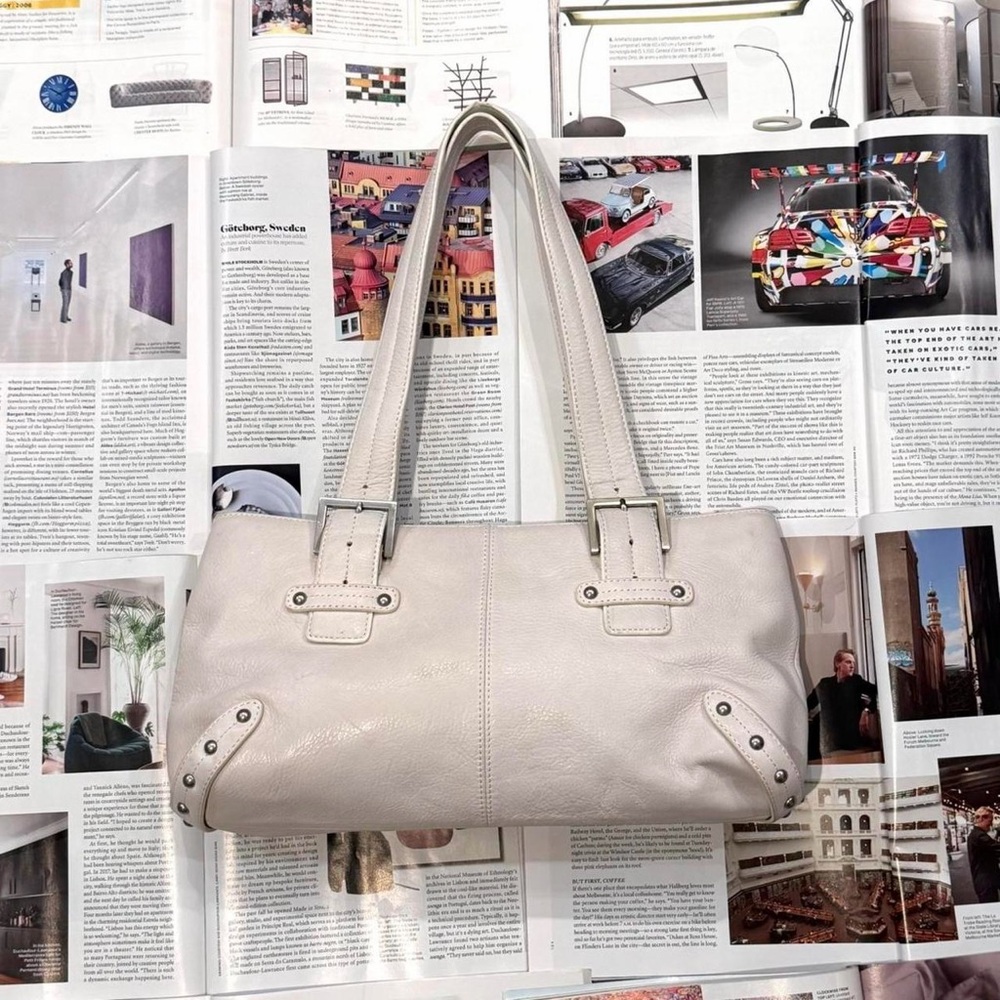 NWT Marco Avané vintage off-white with silver hardware leather shoulder bag